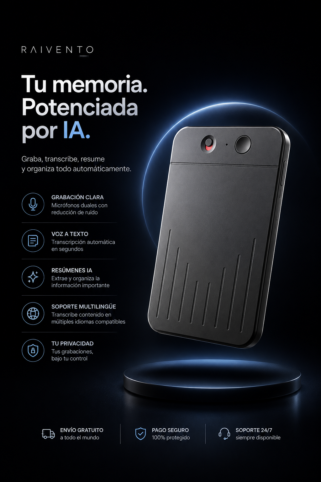 RAIVENTO AI Recorder – Grabadora Inteligente con Transcripción IA